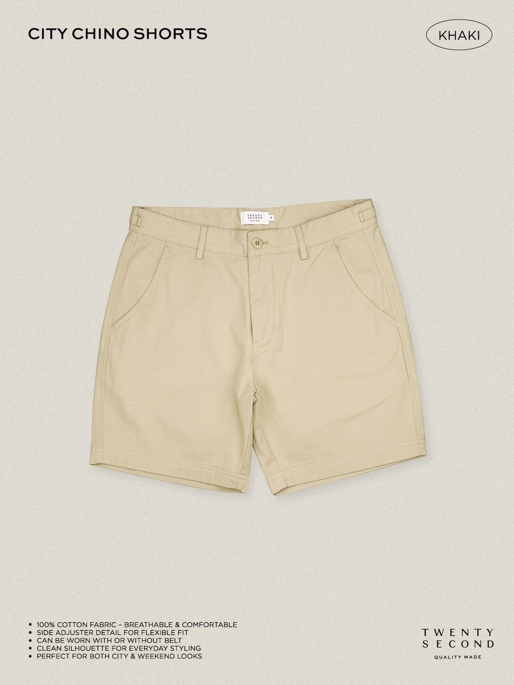 CITY CHINO SHORTS - KHAKI