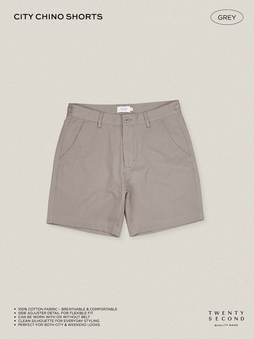 CITY CHINO SHORTS - GREY