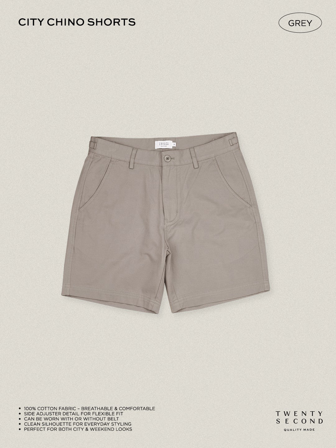 CITY CHINO SHORTS - GREY