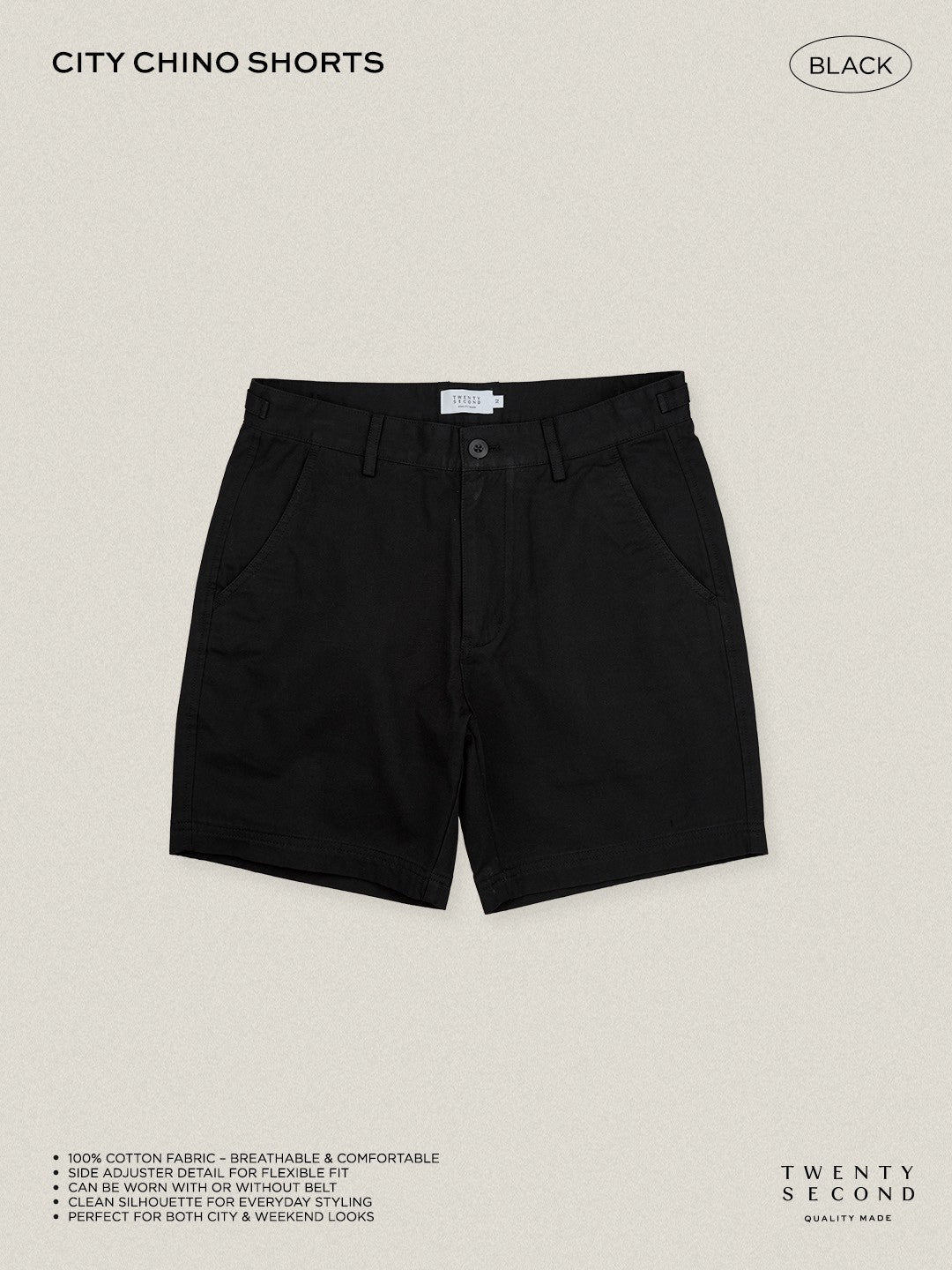 CITY CHINO SHORTS - BLACK