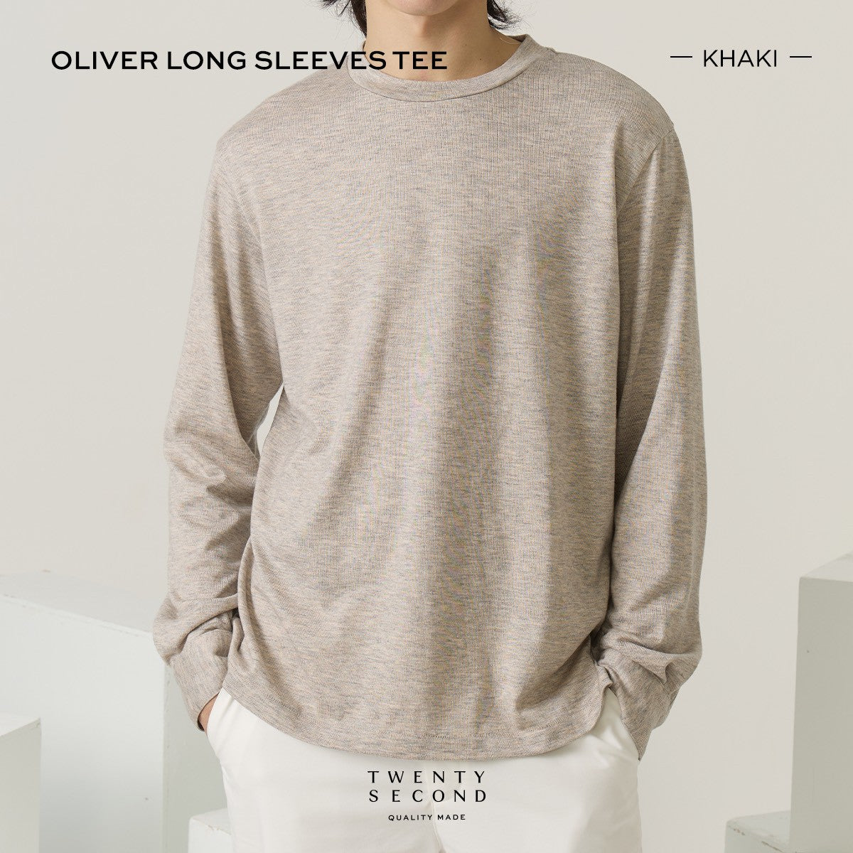 OLIVER LONG SLEEVES TEE - KHAKI