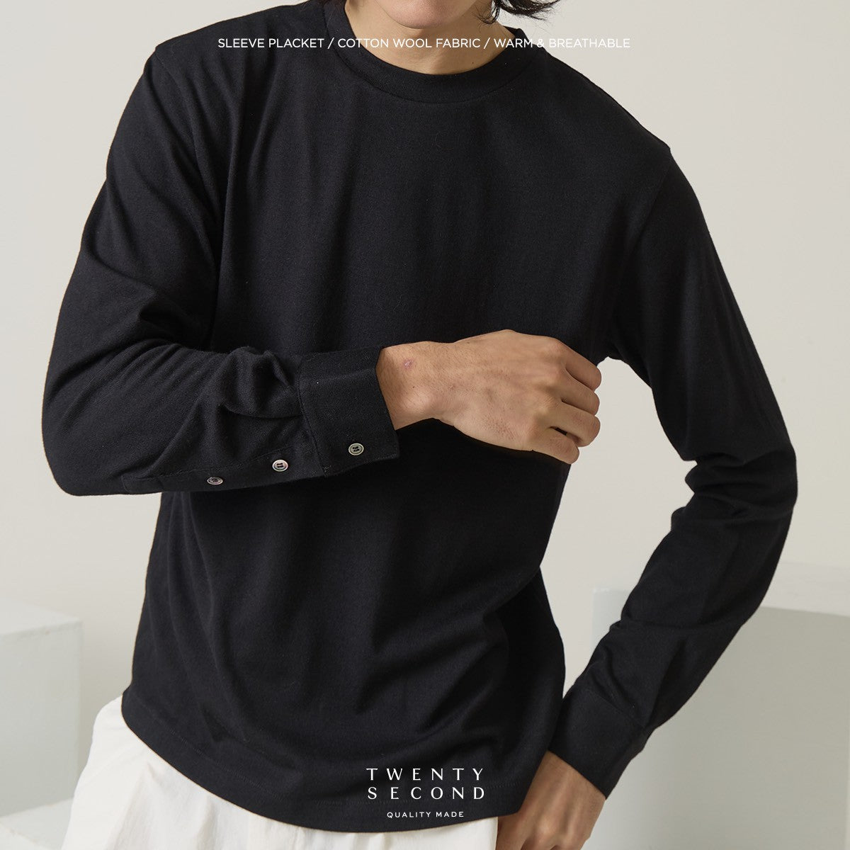 OLIVER LONG SLEEVES TEE - BLACK