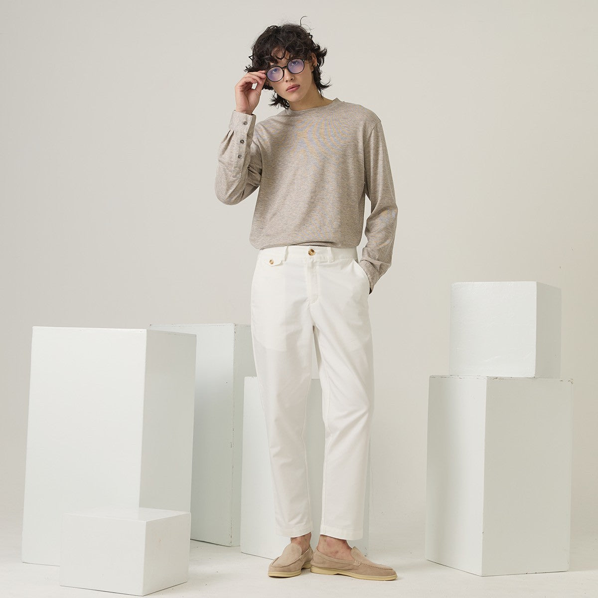 OLIVER LONG SLEEVES TEE - KHAKI