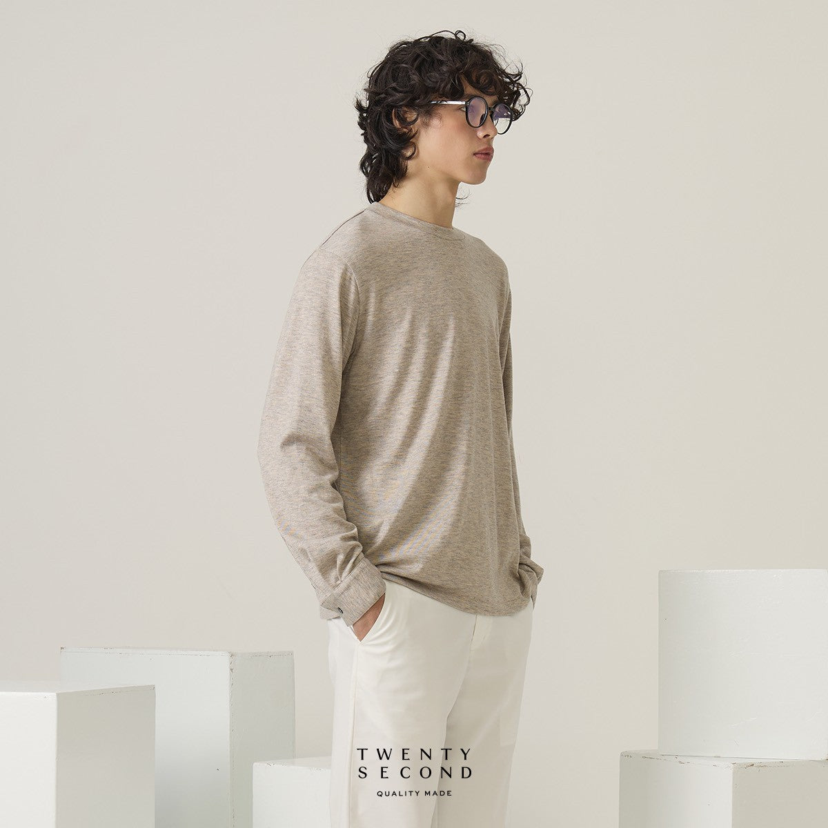 OLIVER LONG SLEEVES TEE - KHAKI