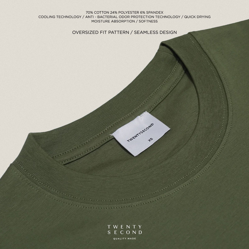 RELAXCOOL SEAMLESS OVERSIZED TEE - OLIVE
