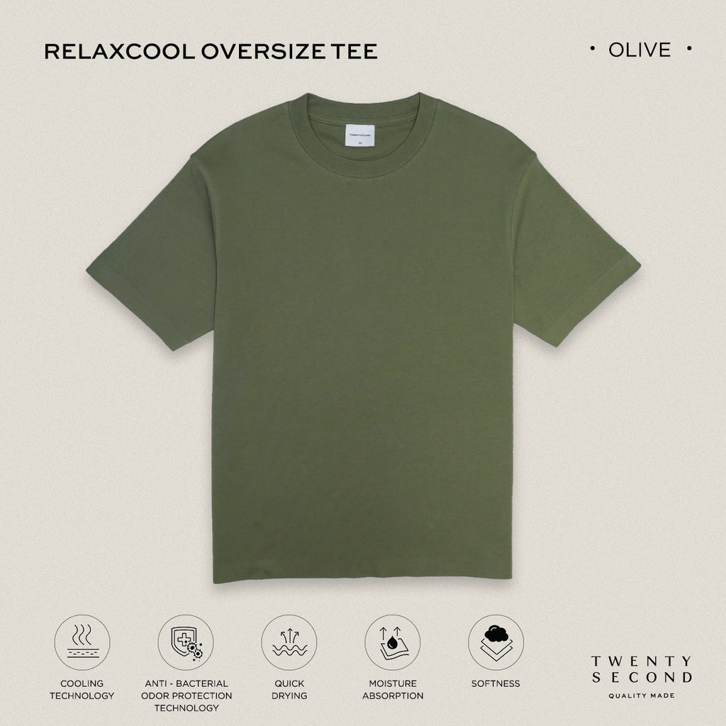 RELAXCOOL SEAMLESS OVERSIZED TEE - OLIVE