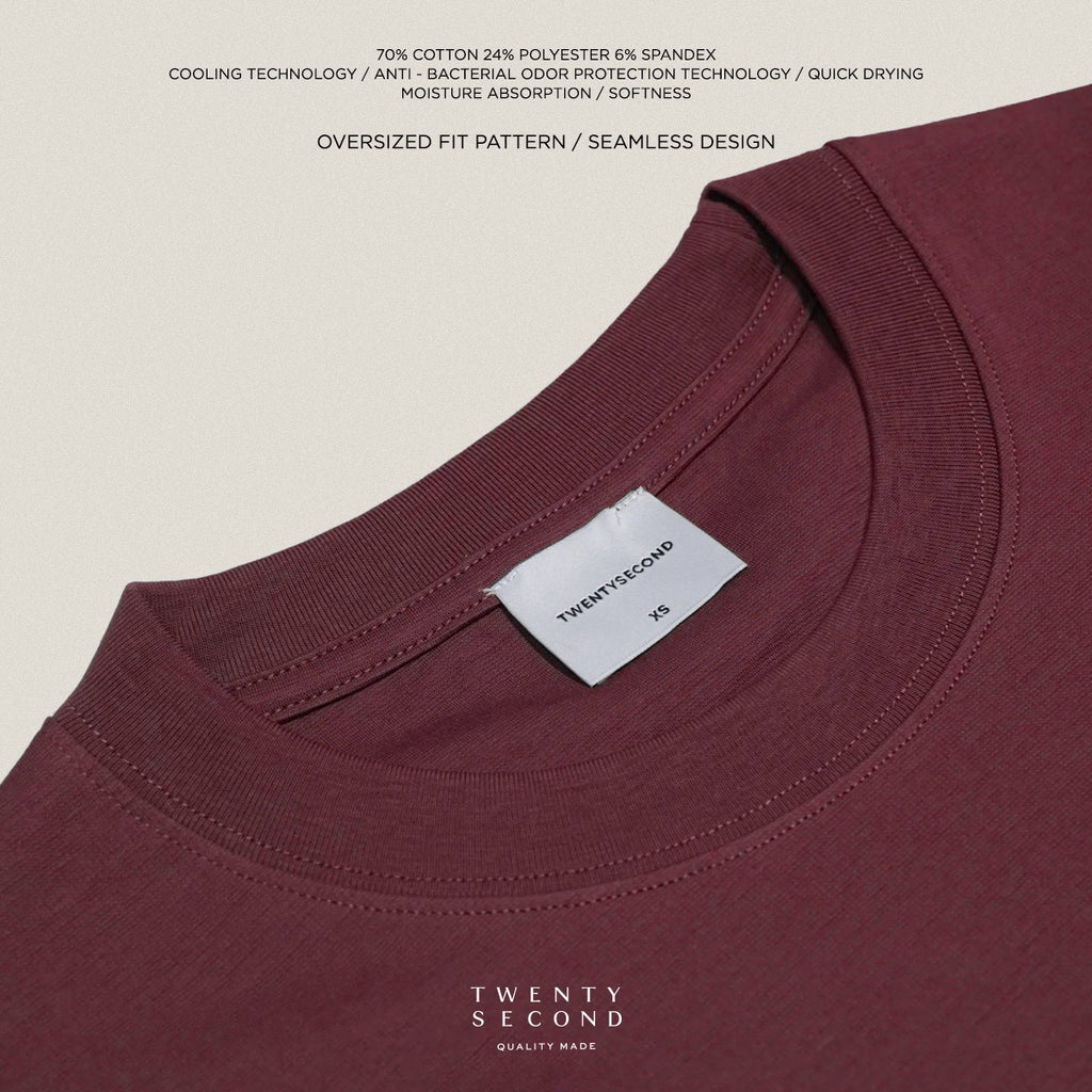 RELAXCOOL SEAMLESS OVERSIZED TEE - MAROON