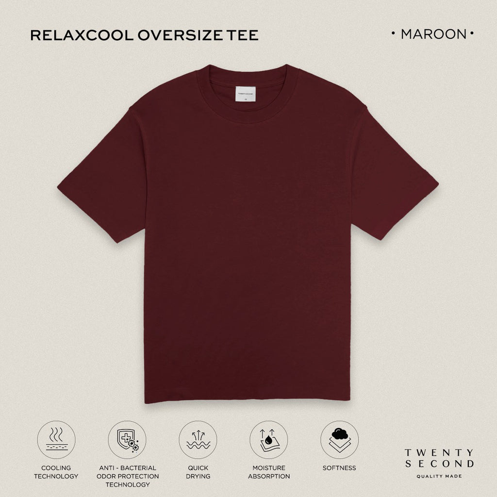 RELAXCOOL SEAMLESS OVERSIZED TEE - MAROON