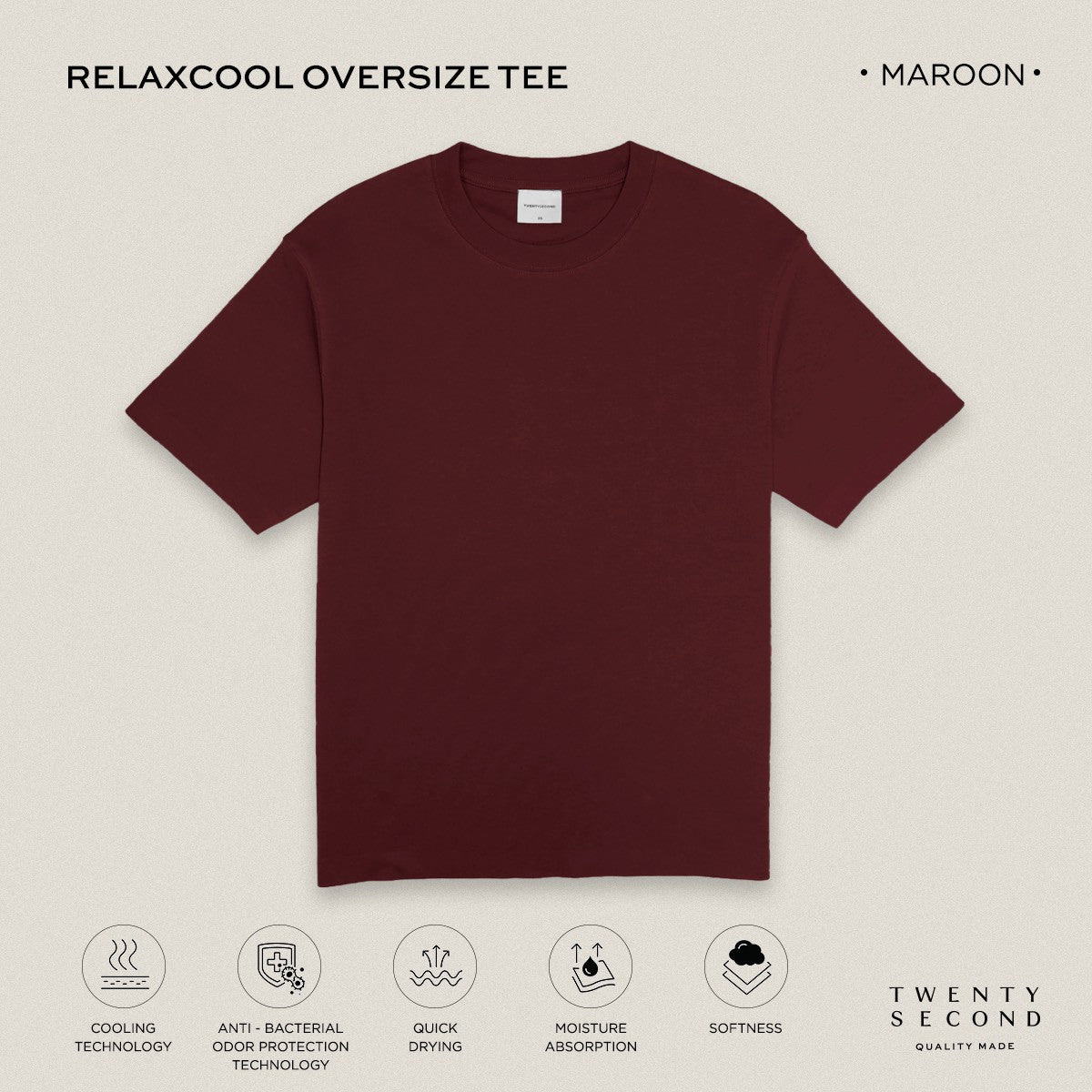 RELAXCOOL SEAMLESS OVERSIZED TEE - MAROON