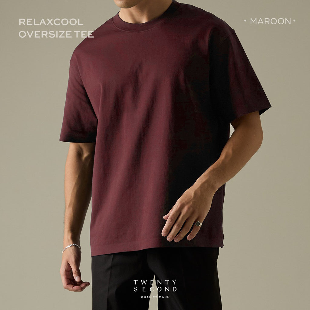 RELAXCOOL SEAMLESS OVERSIZED TEE - MAROON