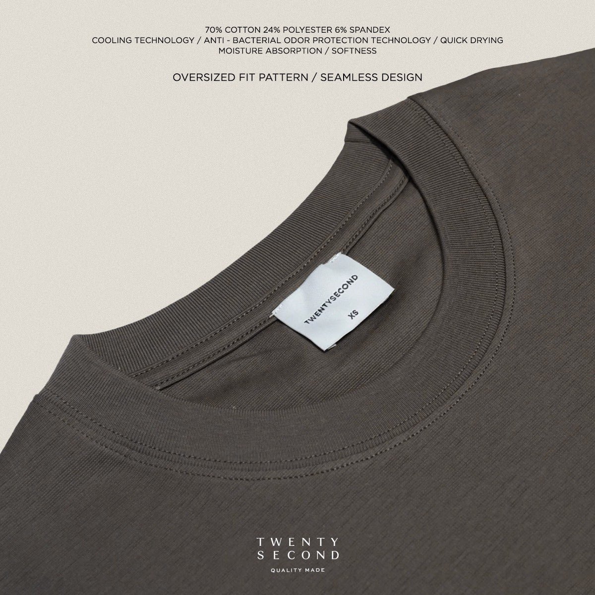 RELAXCOOL SEAMLESS OVERSIZED TEE - DARK GREY