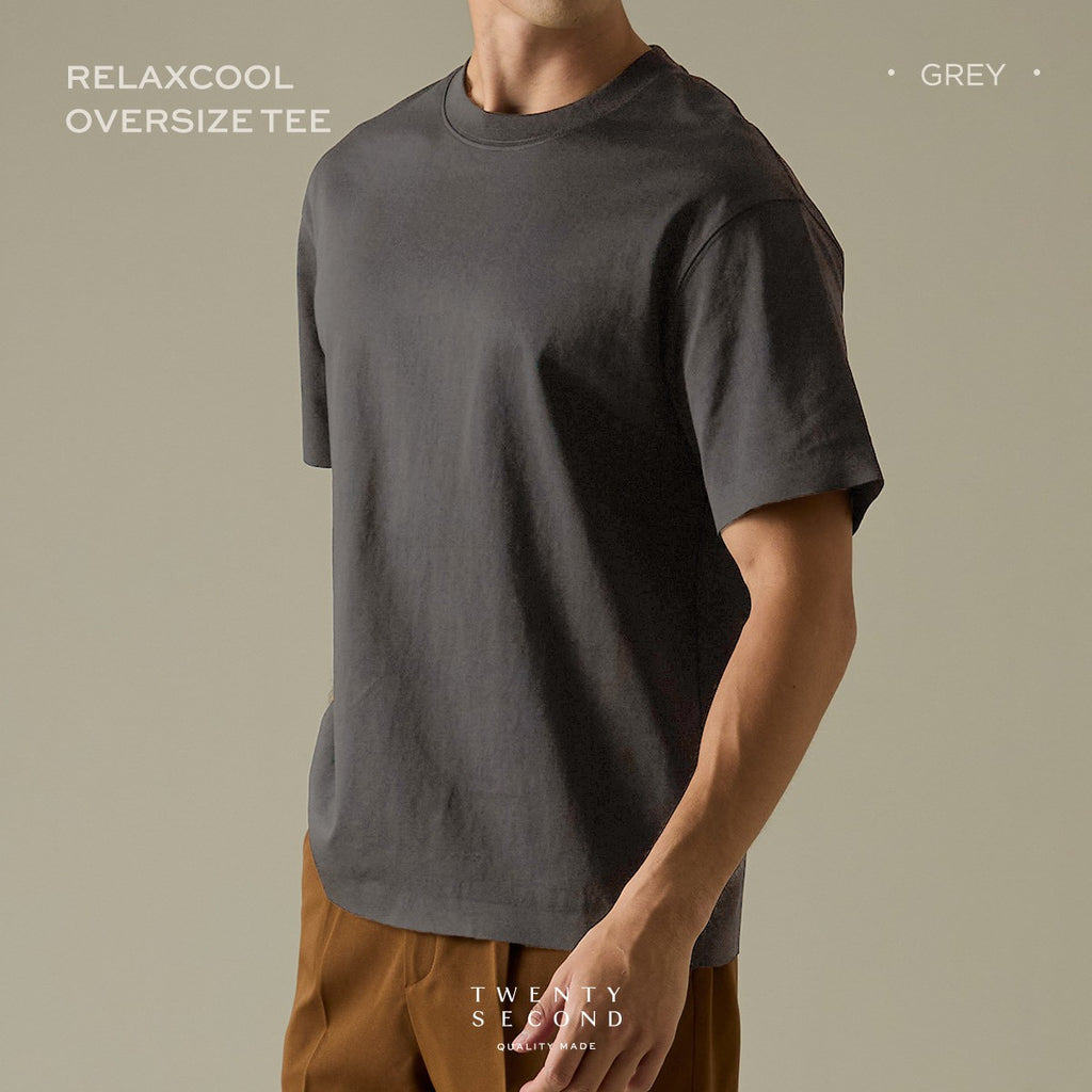 RELAXCOOL SEAMLESS OVERSIZED TEE - DARK GREY