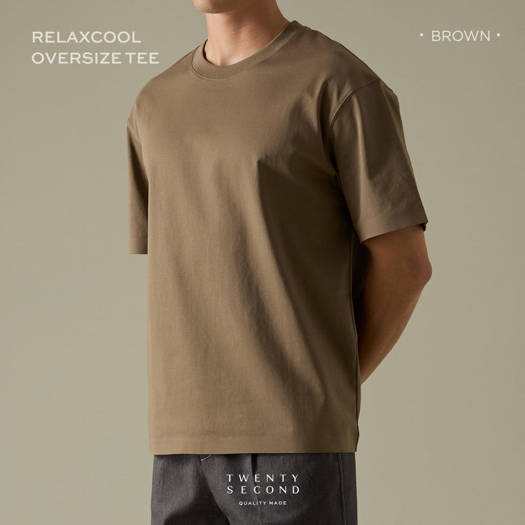 RELAXCOOL SEAMLESS OVERSIZED TEE - BROWN