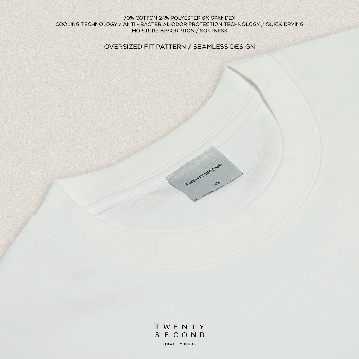 RELAXCOOL SEAMLESS OVERSIZED TEE - WHITE