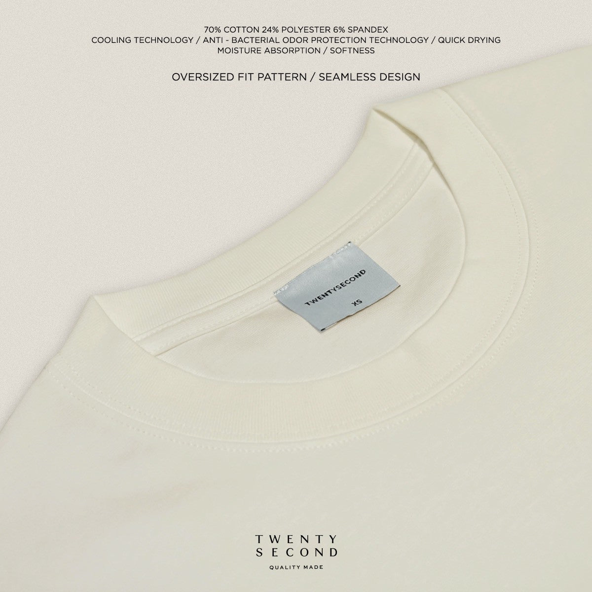 RELAXCOOL SEAMLESS OVERSIZED TEE - BEIGE