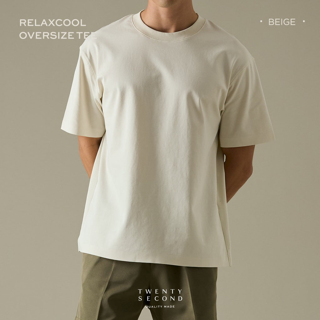 RELAXCOOL SEAMLESS OVERSIZED TEE - BEIGE
