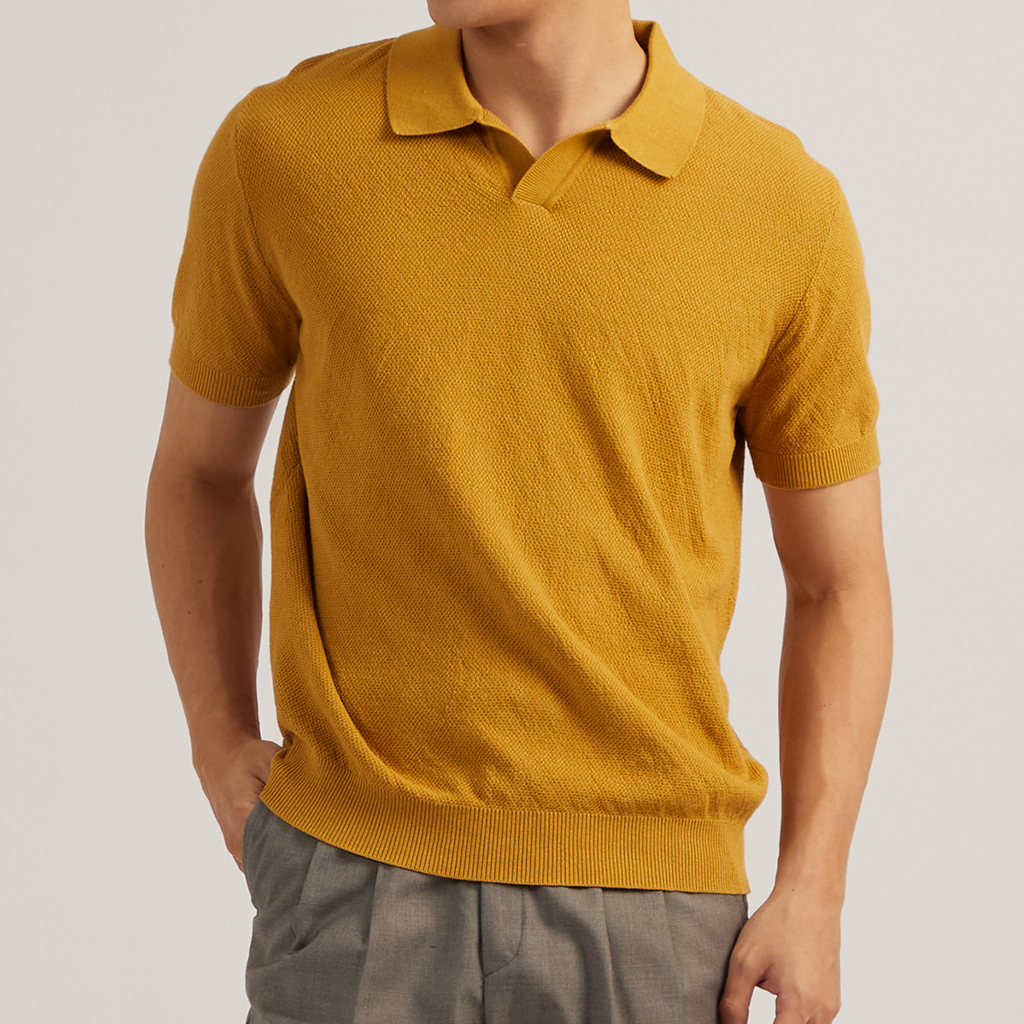 LUCCA KNIT POLO - MUSTARD