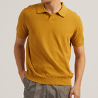 LUCCA KNIT POLO - MUSTARD