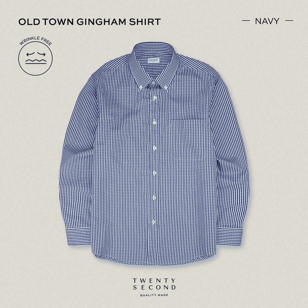 OLD TOWN GINGHAM SHIRTS - NAVY