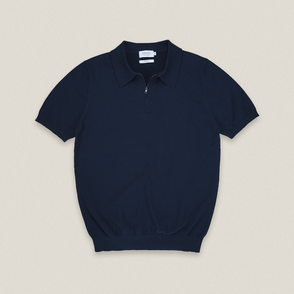 MASON ZIP KNIT POLO - NAVY