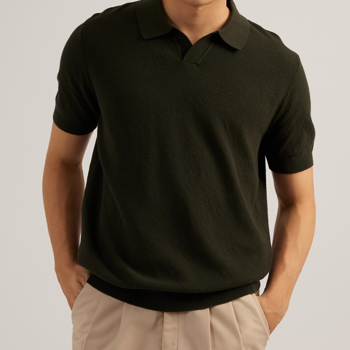 LUCCA KNIT POLO - OLIVE