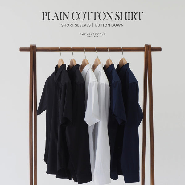 PLAIN SHORT SLEEVES SHIRT - NAVY