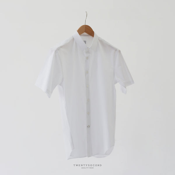 PLAIN SHORT SLEEVES SHIRT - WHITE