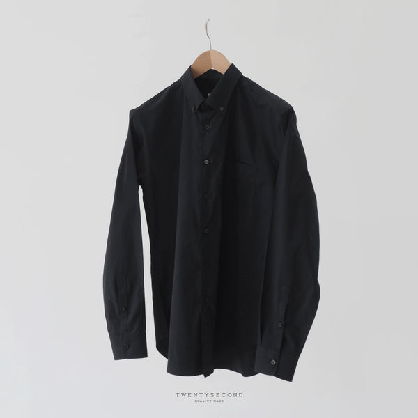 BUTTON DOWN CLUB COLLAR SHIRT - BLACK