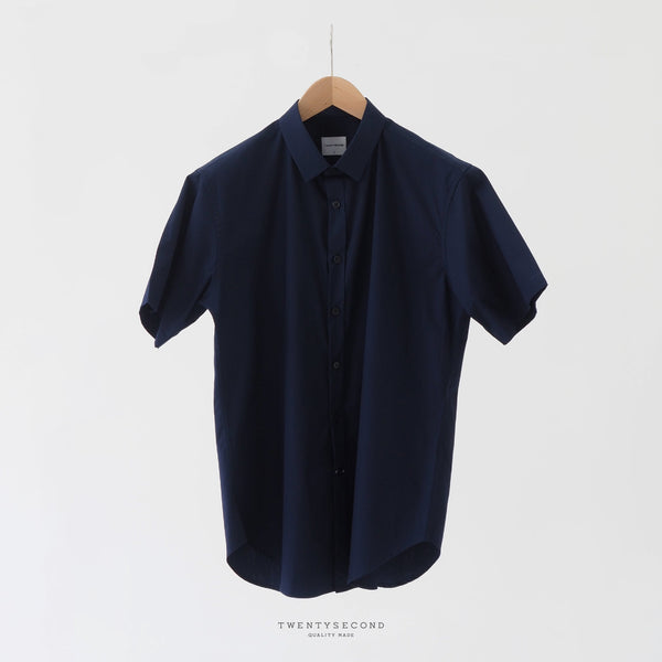 PLAIN SHORT SLEEVES SHIRT - BLACK