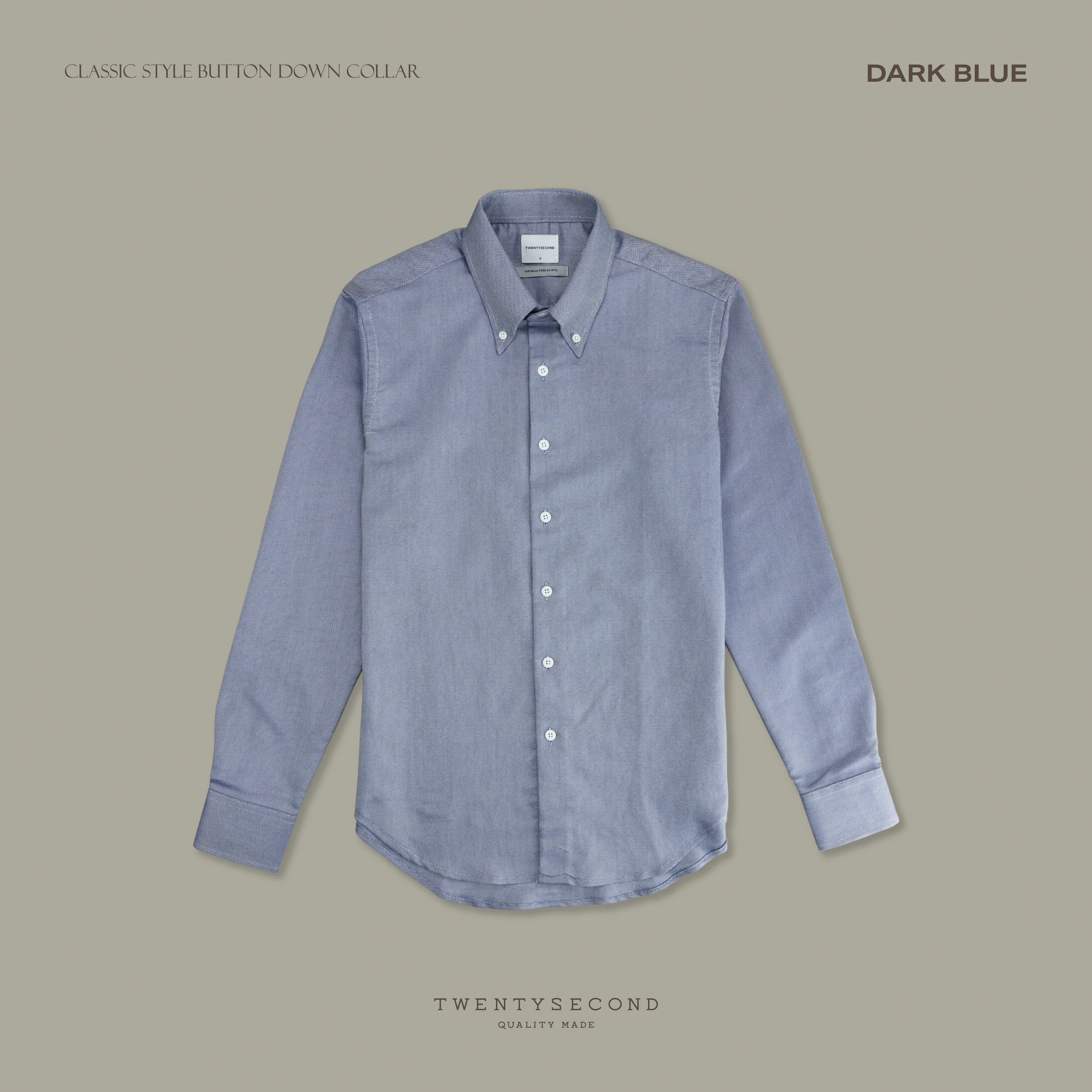 WRINKLE FREE BTD SHIRT - DARK BLUE (Slim Fit)
