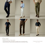 COLTER SINGLE PLEAT TROUSERS - OLIVE