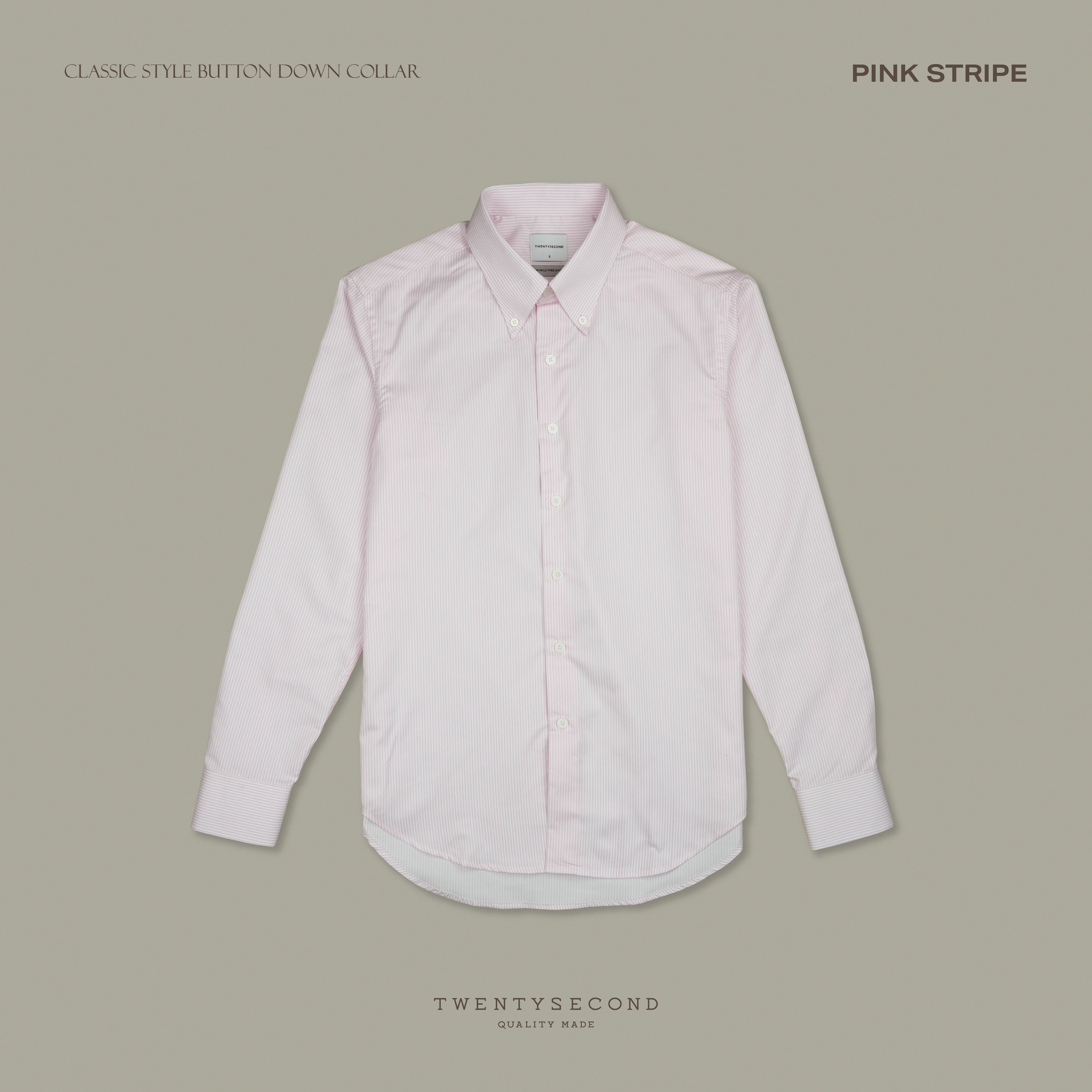 WRINKLE FREE BTD SHIRT - PINK STRIPE (Slim Fit)