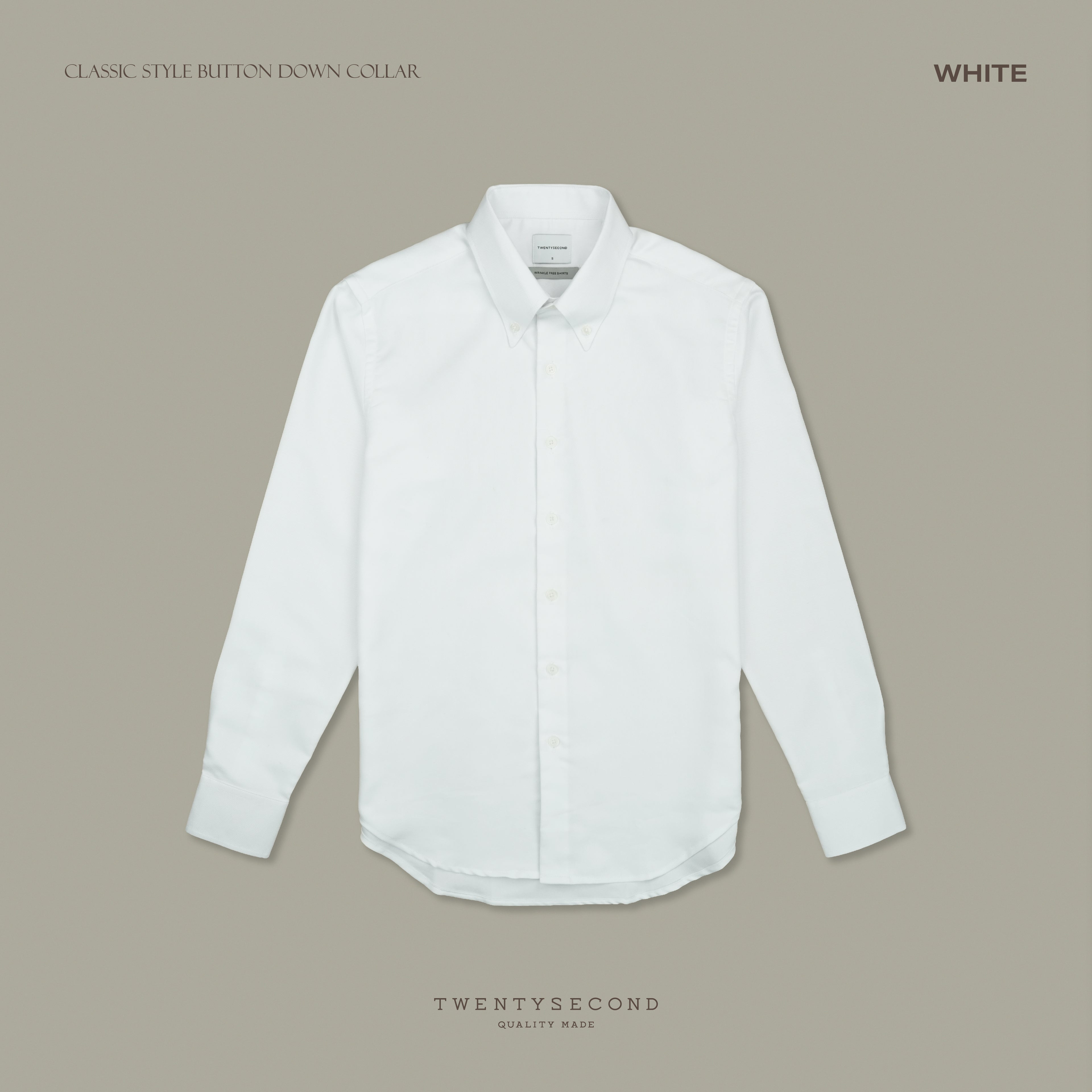WRINKLE FREE BTD SHIRT - WHITE (Slim Fit)