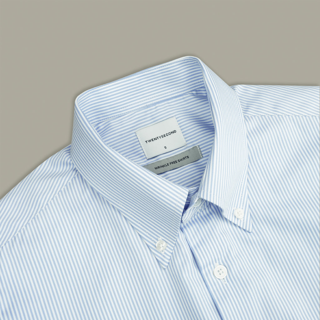 WRINKLE FREE BTD SHIRT - BLUE STRIPE (Slim Fit)