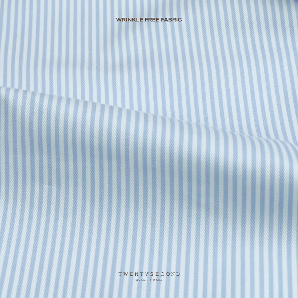 WRINKLE FREE BTD SHIRT - BLUE STRIPE (Slim Fit)