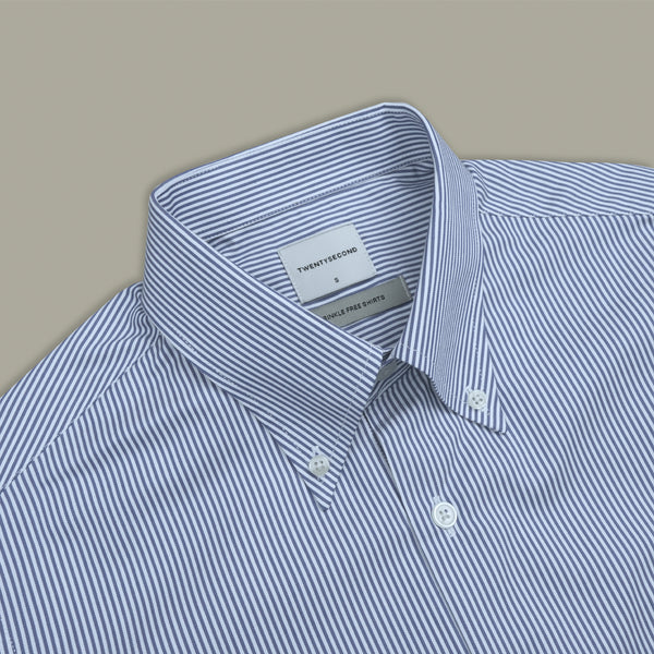 WRINKLE FREE BTD SHIRT - DARK BLUE STRIPE (Slim Fit)