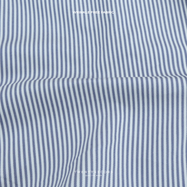 WRINKLE FREE BTD SHIRT - DARK BLUE STRIPE (Slim Fit)