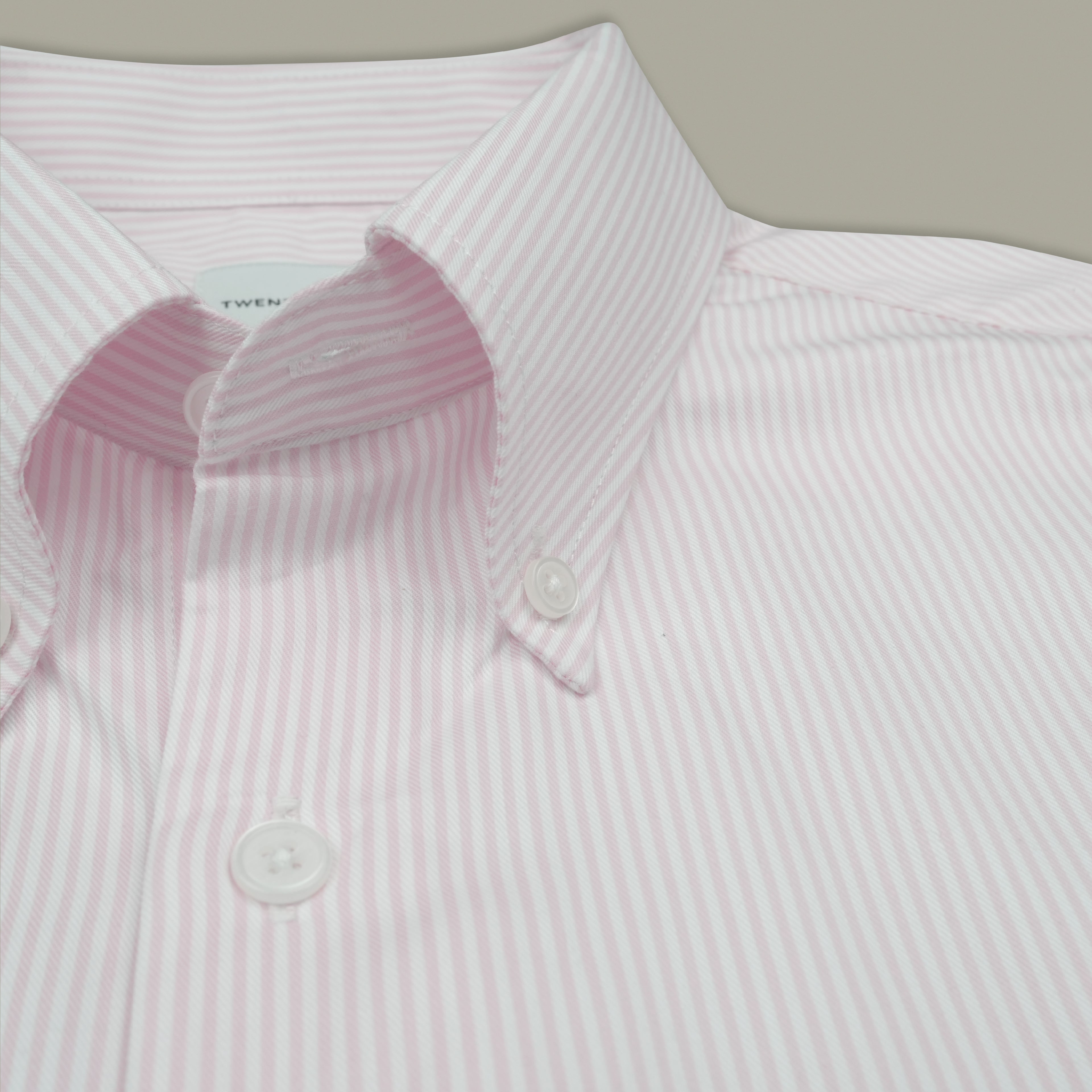 WRINKLE FREE BTD SHIRT - PINK STRIPE (Slim Fit)