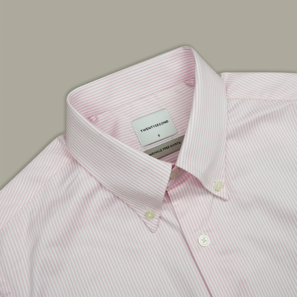 WRINKLE FREE BTD SHIRT - PINK STRIPE (Slim Fit)