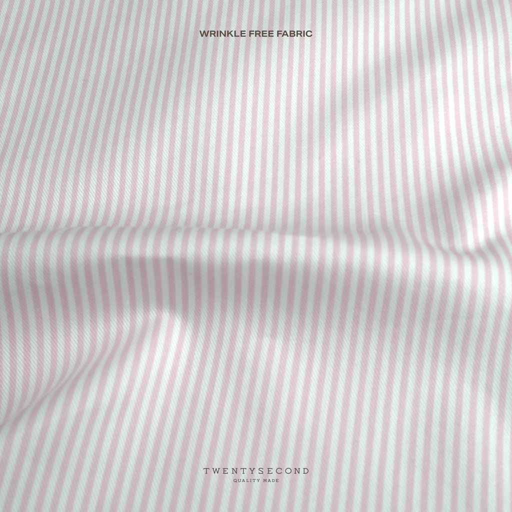 WRINKLE FREE BTD SHIRT - PINK STRIPE (Slim Fit)