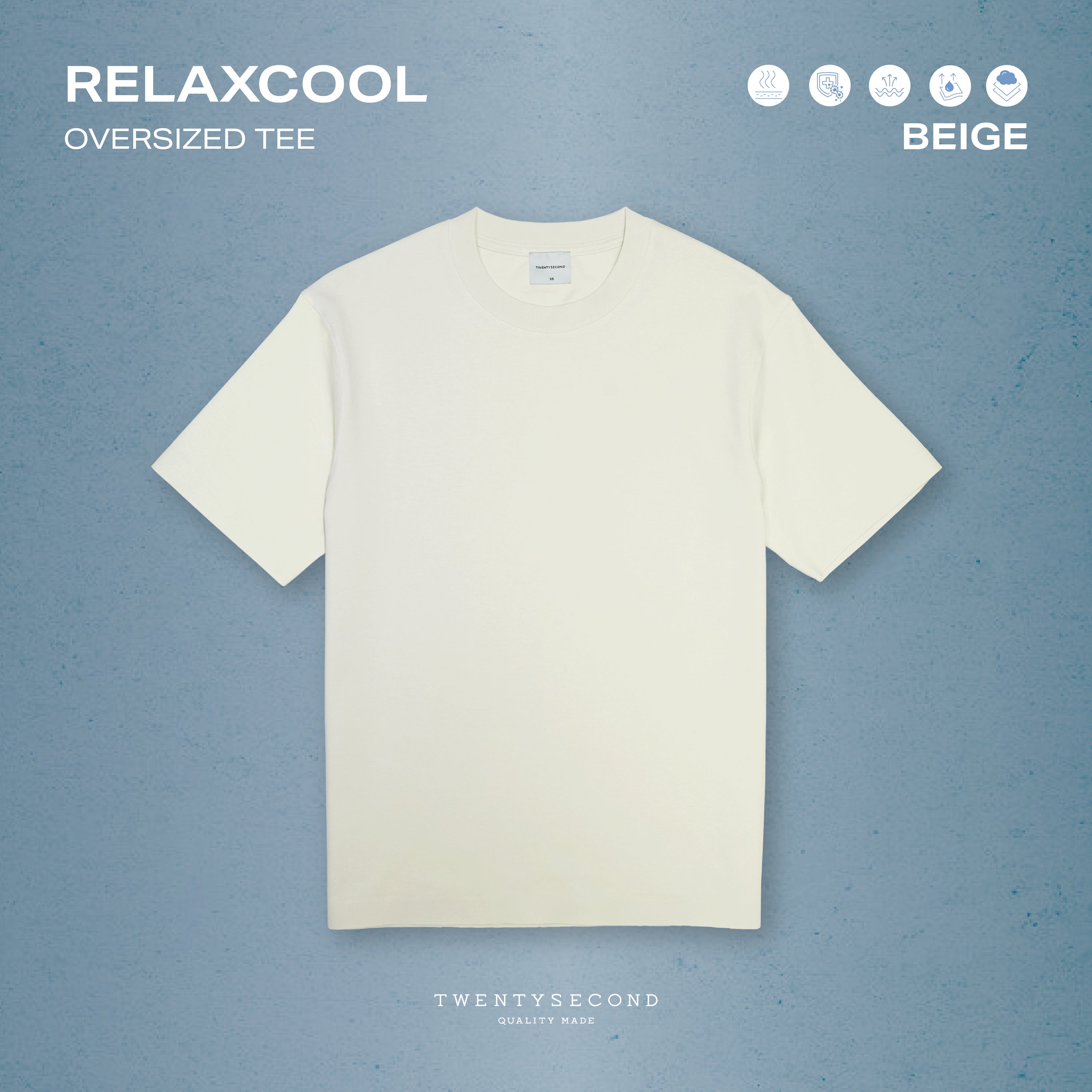 RELAXCOOL SEAMLESS OVERSIZED TEE - BEIGE
