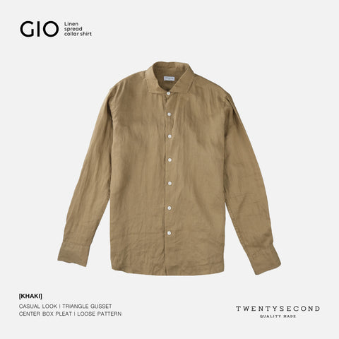 GIO LINEN SPREAD COLLAR SHIRT - SAND