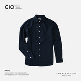 GIO LINEN SPREAD COLLAR SHIRT - NAVY