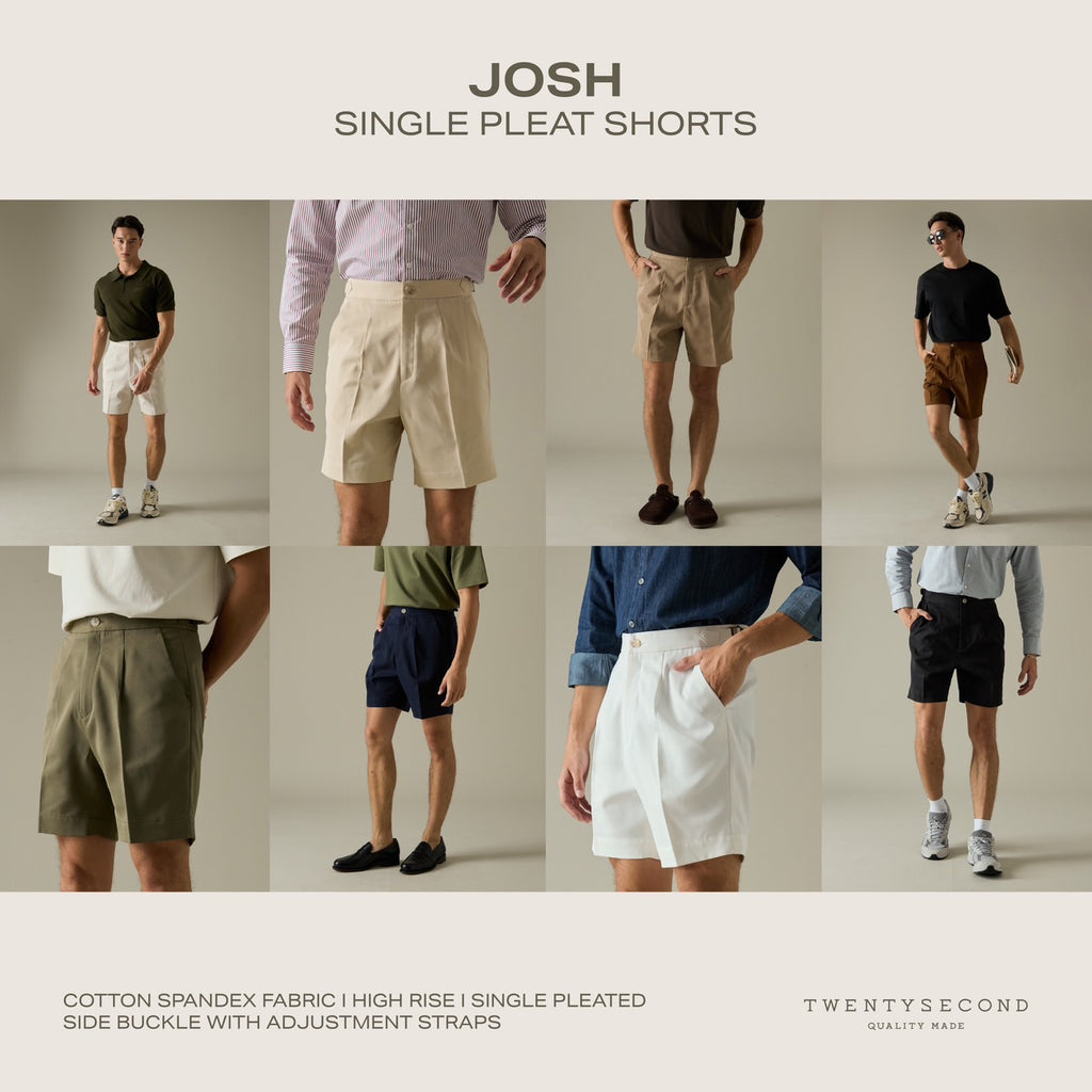JOSH SINGLE PLEAT SHORTS - NAVY