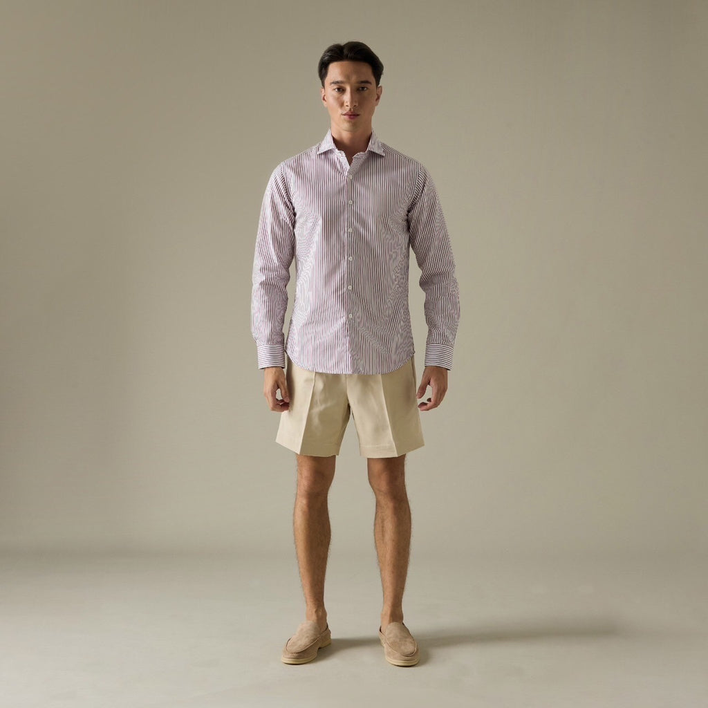 JOSH SINGLE PLEAT SHORTS - BEIGE