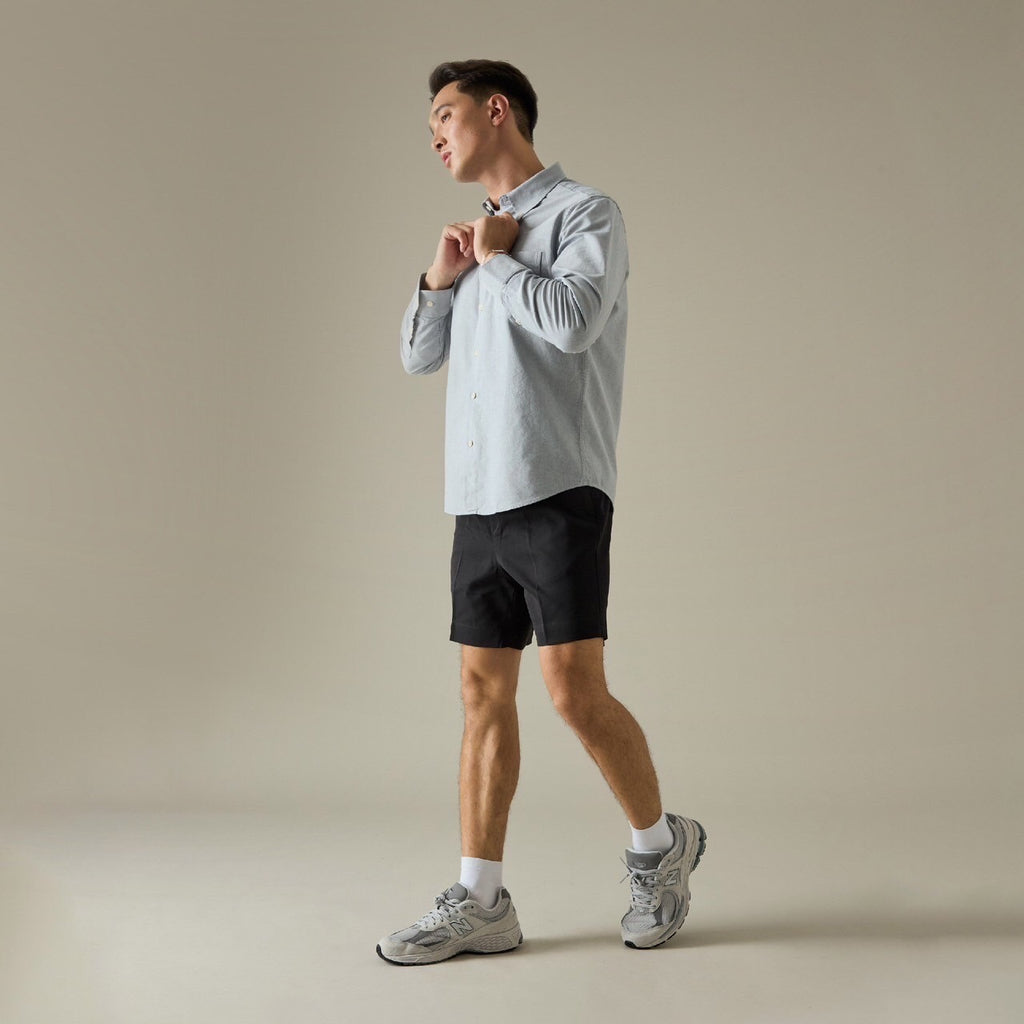 JOSH SINGLE PLEAT SHORTS - BLACK