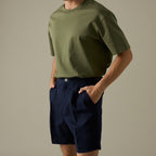JOSH SINGLE PLEAT SHORTS - NAVY