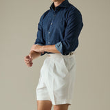 JOSH SINGLE PLEAT SHORTS - WHITE