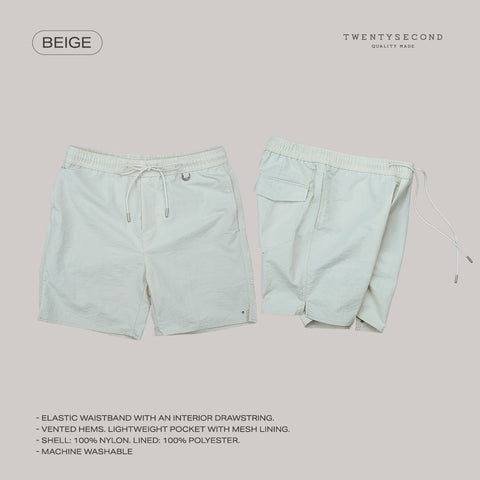 BOB NYLON SHORTS - BEIGE