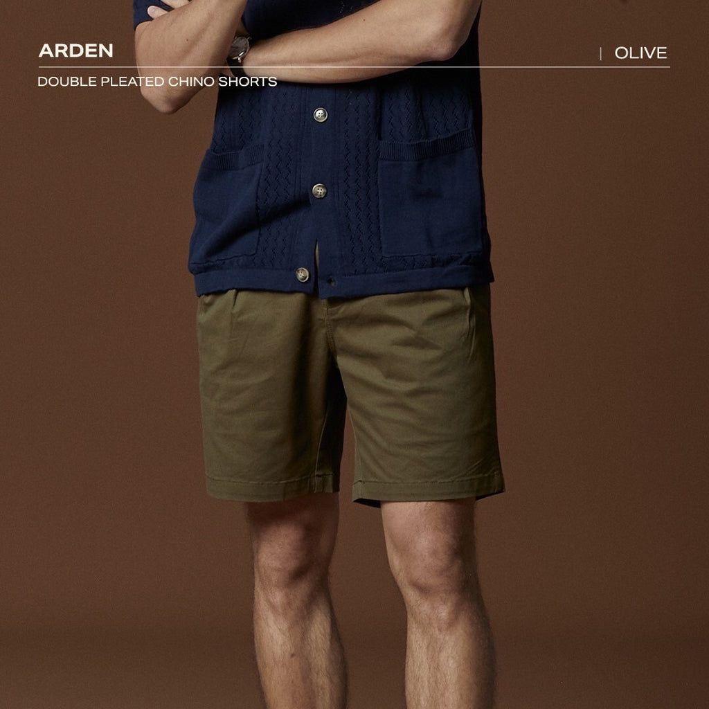 ARDEN PLEATED SHORTS - OLIVE